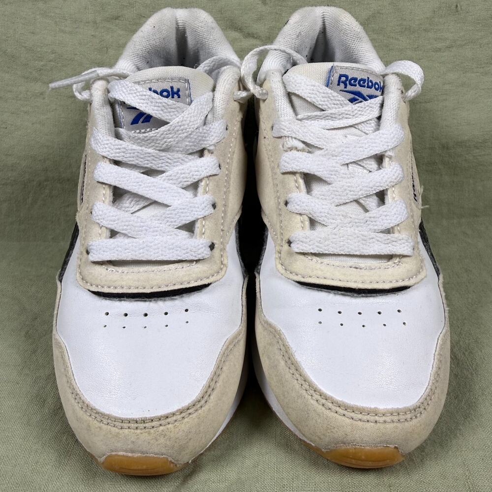 Reebok Classic Jogger Sneakers Kids Size 2 White Black Suede Leather FFC0119598